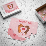 Personalized Kid's 30-Piece Valentine's Day Puzzle - "I Woof You" Dog Theme