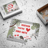 Personalized Kid's 30-Piece Valentine's Day Puzzle - "You're Dino-Mite" Dinosaur Theme