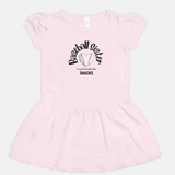 Toddler Just Here for the Snacks Baseball Twirl Dress Pink